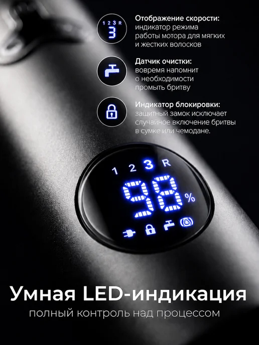 ELOGIOS Электробритва мужская аккумуляторная мощная для бритья лица, серый, фото 4