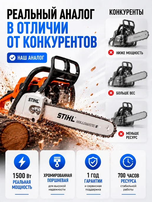 stihl Бензопила бензиновая цепная пила Штиль MS180, желтый, фото 2