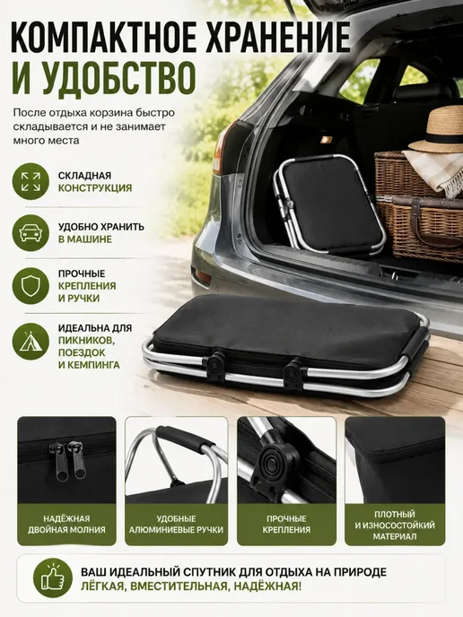 Альма Термосумка холодильник 30л складная для пикника и продуктов*, 30 л, фото 3