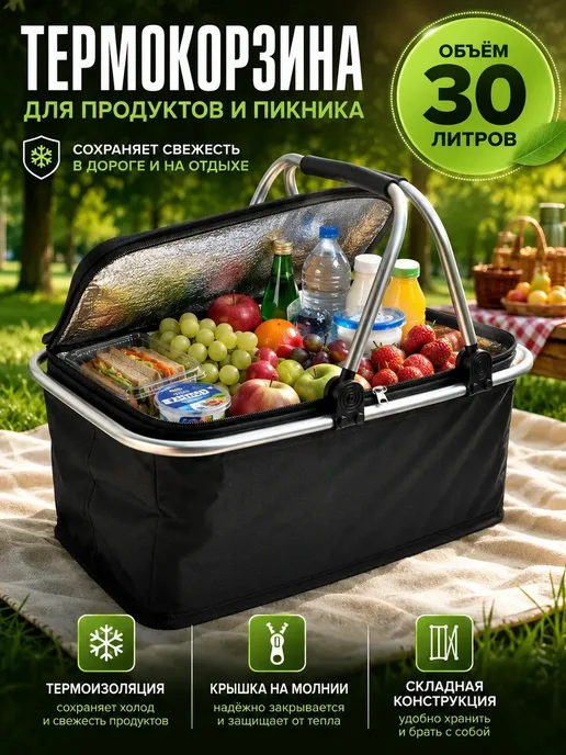 ARVION 2 Термосумка холодильник для пикника 30 литров*, черный
