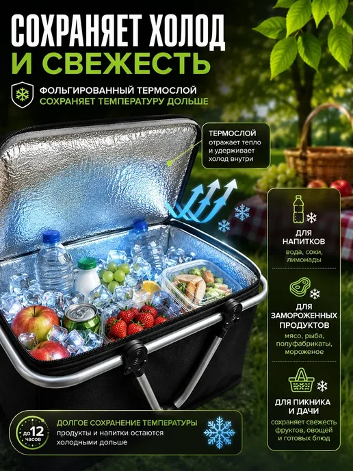 ARVION 2 Термосумка холодильник для пикника 30 литров*, черный, фото 2