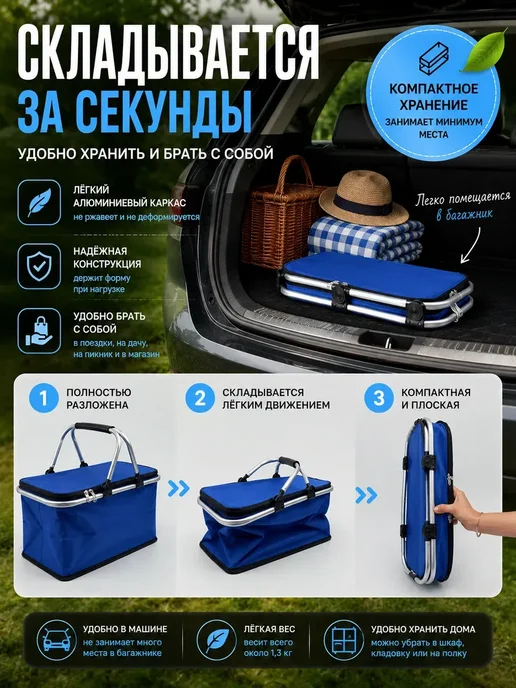 ARVION 2 Термосумка холодильник для пикника 30 литров*, синий, фото 3