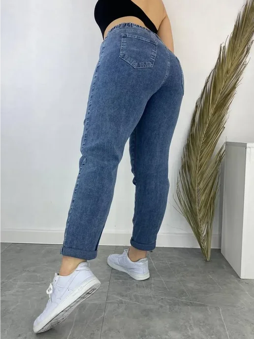 BE IN STYLE Джеггинсы бананы джинсовые стрейч на резинке зауженные, большие размеры, фото 4