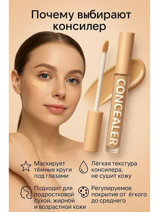КазБренд Консилер корректор для лица и глаз универсальный оттенок, оранжевый, фото 4