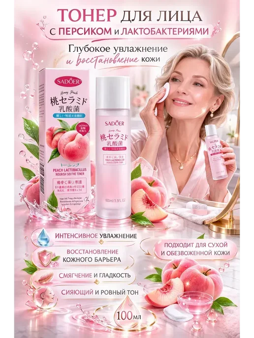 тиа2 Антивозрастной тоник для лица 30+,40+,50+ тонер увлажняющий*, 100 мл