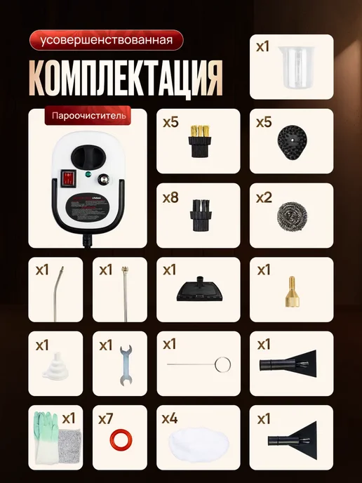 LifeEase Пароочиститель для дома мощный с насадками 30 шт, 30 шт, фото 2