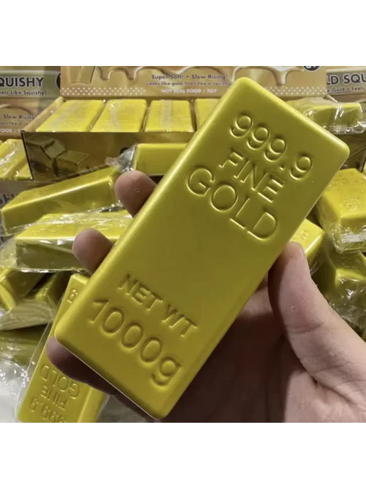 umra Store Сквиш слиток золота антистресс, золотой, фото 6