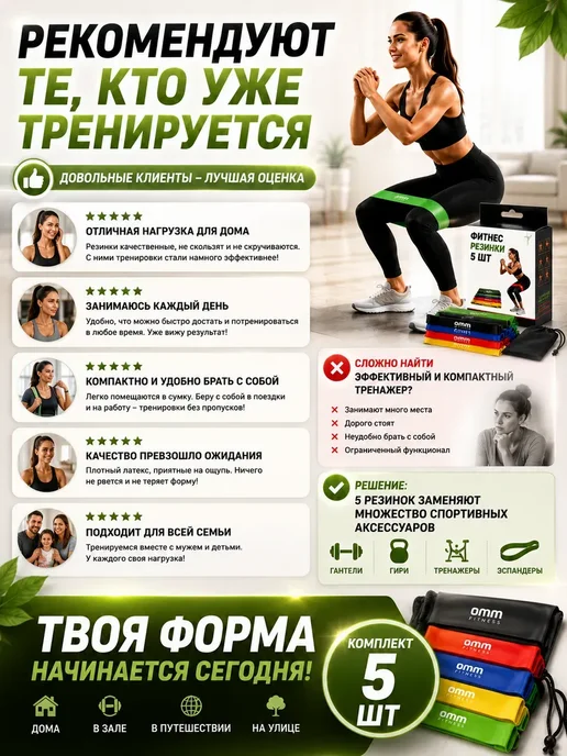 MissX Фитнес резинки для тренировок 5 шт, 5 шт, фото 5