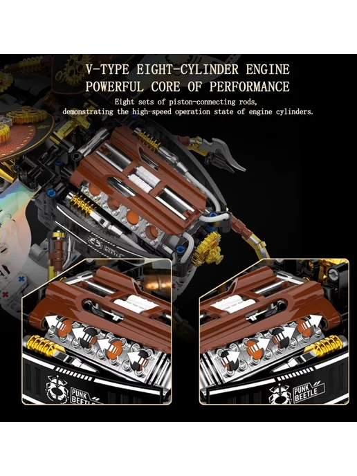 LEGO. Конструктор Жук носорог с двигателем V8 628 деталей, вариант, фото 3