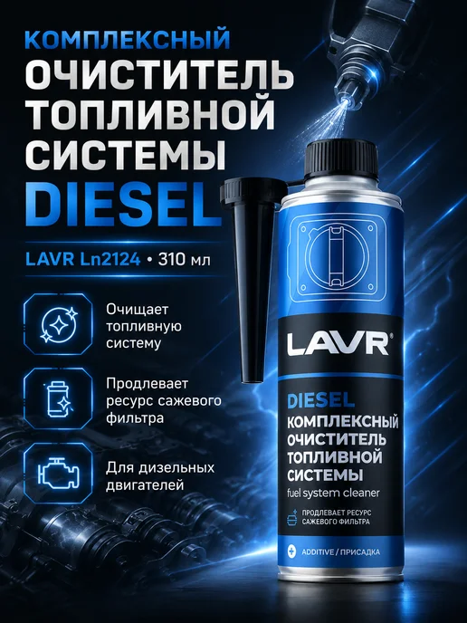 LAVR Комплексный очиститель топливной системы в дизель, 310 мл, 310 мл