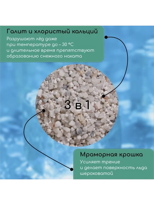 Нет бренда Противогололёдный реагент, мраморная крошка, -30 град.C, вариант, фото 2