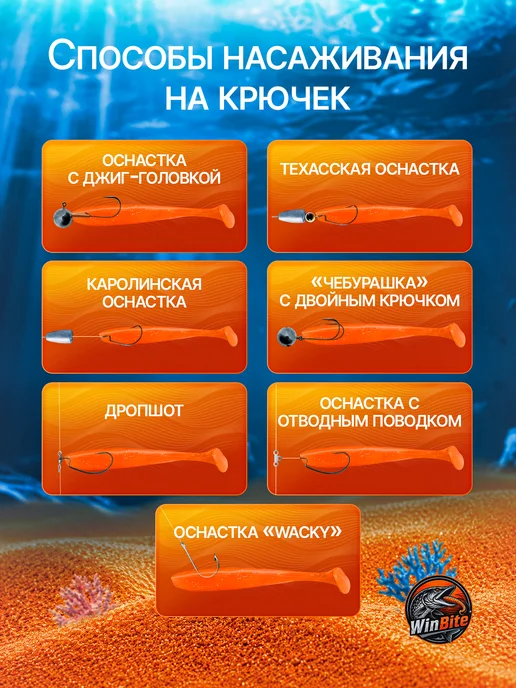 Win Bite Мягкая силиконовая приманка виброхвост для рыбалки, вариант, фото 5