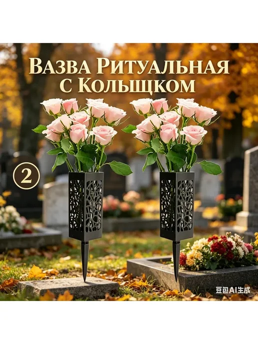 Ритуальные вазы черные конусные, 2 шт, 2 шт