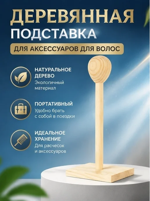 Портативная деревянная подставка для париков для хранения, вариант
