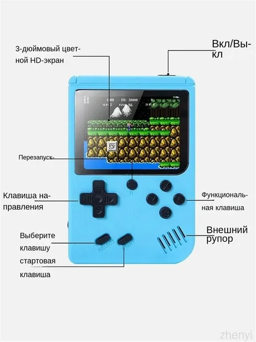 Sup Game 500 игр, портативная консоль с джойстиком, синий, синий, фото 4