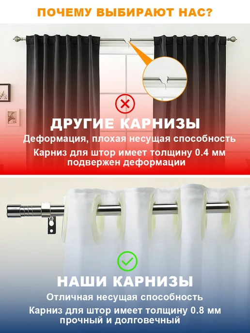 DEROFIT Карниз настенный однорядный белый 150 см, серебристый, фото 3