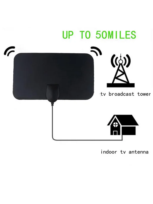 ТВ-антенна DVB-T2 цифровая HD, черная, мини, для дома дачи, черный, фото 2
