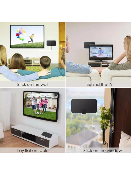 ТВ-антенна DVB-T2 цифровая HD, черная, мини, для дома дачи, черный, фото 6