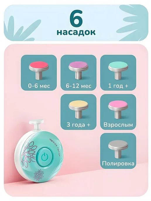 Триммер детский электрический для ногтей новорожденных, зеленый, фото 3