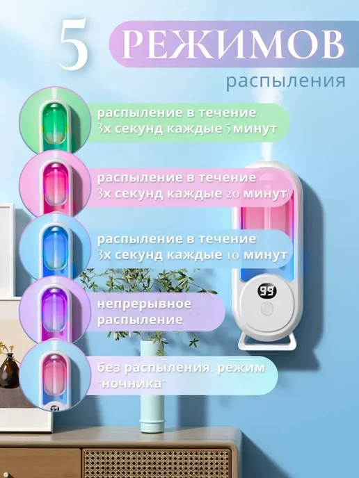 Автоматический диффузор для дома, 3 флакона аромата, белый, фото 3