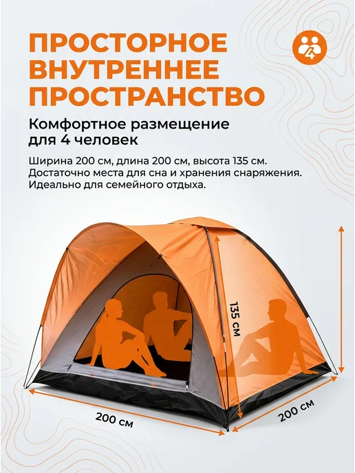 Палатка туристическая 4 местная для рыбалки и кемпинга, вариант, фото 2