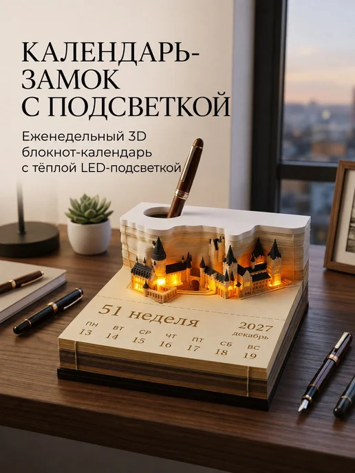 3D календарь-органайзер, памятка и светильник с домом и замк, вариант, фото 6