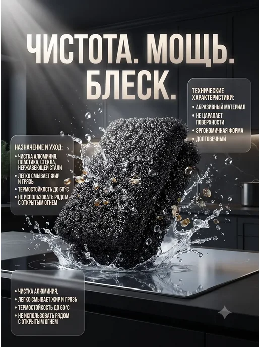 AndBall Мягкие губки для посуды и поверхностей, 4 шт, 4 шт, фото 2