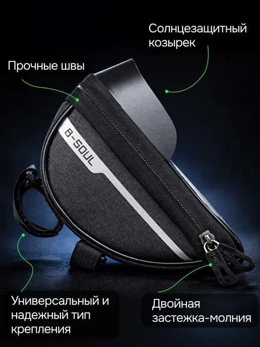 Сумка для велосипеда на раму или руль, черный, фото 3
