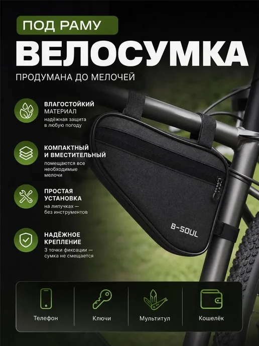 Сумка для велосипеда под раму, черный