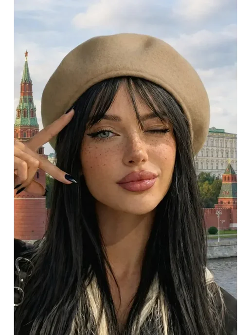 Берет из шерсти классический демисезонный, желтый, фото 2