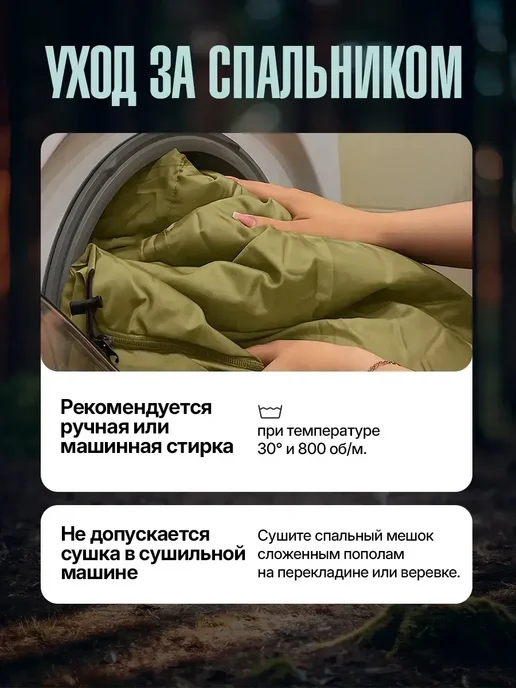 Спальный мешок туристический зимний на флисе -30, зеленый, фото 4