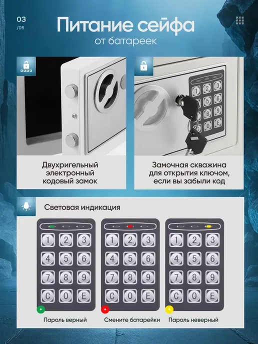 Компактный электронный сейф с кодовым замком для офиса, белый, фото 3