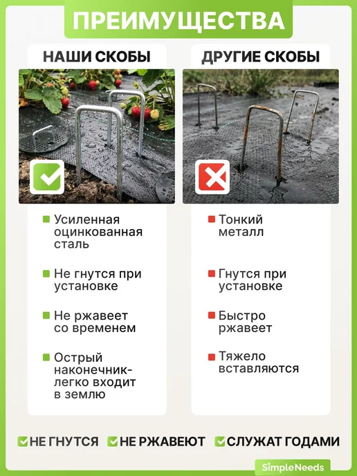 Скобы садовые 140 мм ø3 мм сталь 40 шт, 40 шт, фото 4