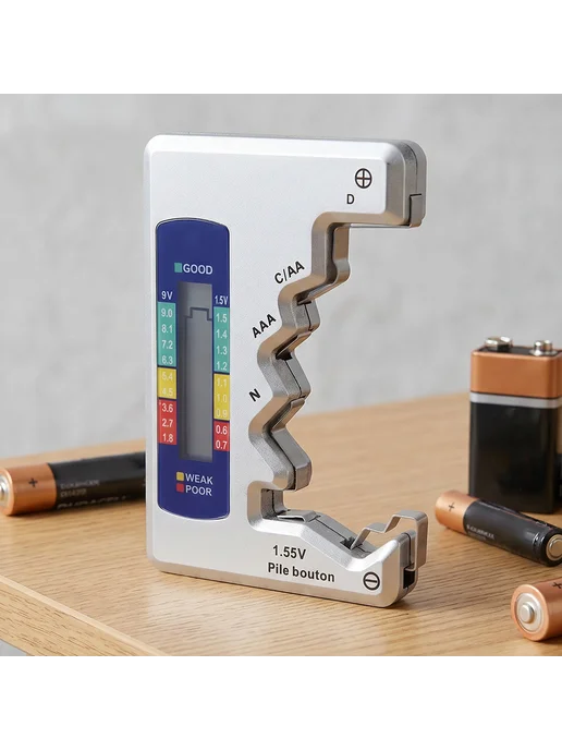 Тестер батарей LCD, измеритель ёмкости, цифровой для batteri, серый, фото 3