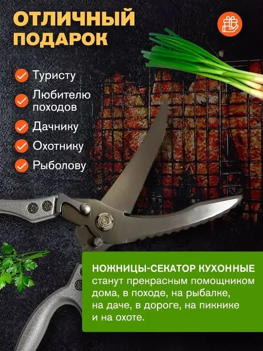 Haus & Hof Ножницы кухонные для птицы и рыбы, 25 см, серый, фото 4
