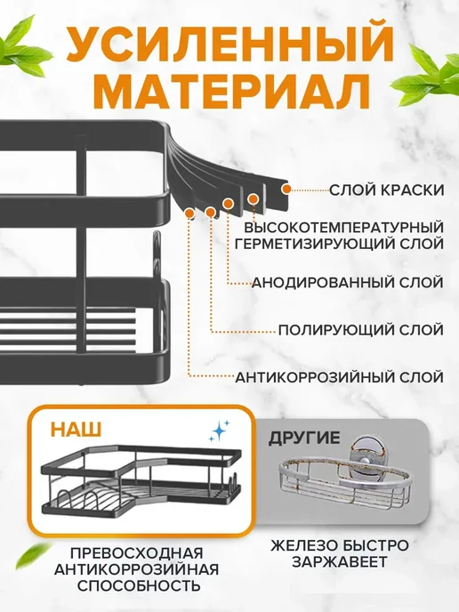 Полки для ванной без сверления 3 шт, 3 шт, фото 3