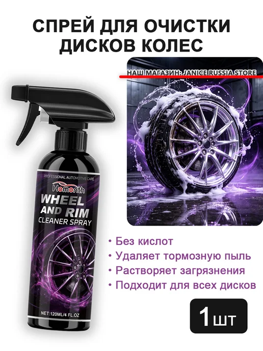 Homonth Очиститель дисков авто спрей от загрязнений и тормозной пыли, 120 мл