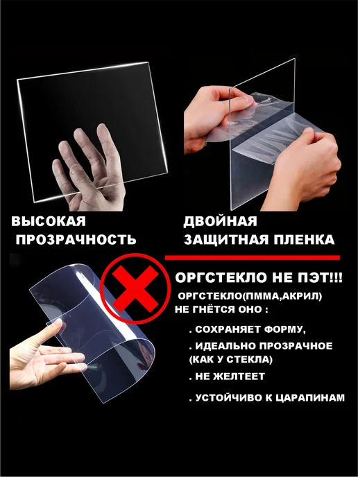 оргстекло 40х30 см, 2ММ, 40x25 см, фото 2