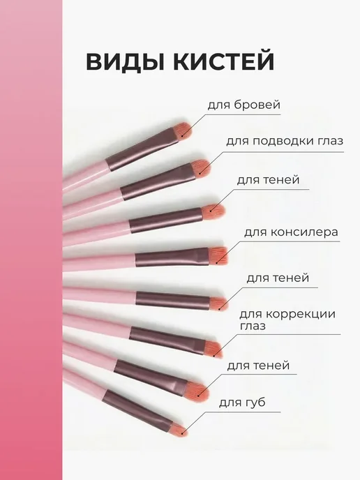 Кисти для макияжа набор 13 шт розовые, 13 шт, фото 7