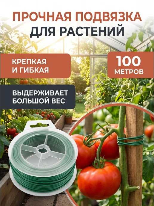 Подвязка для растений 100 м, проволока подвязочная садовая, 100 м, фото 3