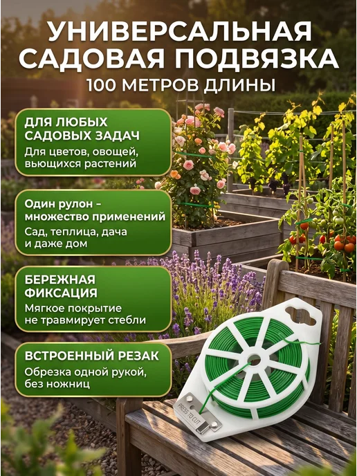 Подвязка для растений 100 м, проволока подвязочная садовая, 100 м, фото 6