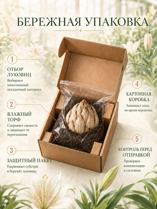 Питомник "Витаминка" Лилия махровая Зефир, луковица, белый, фото 4
