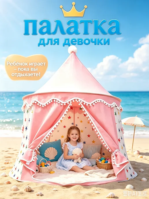 Детский домик, легко складывается для хранения, розовый