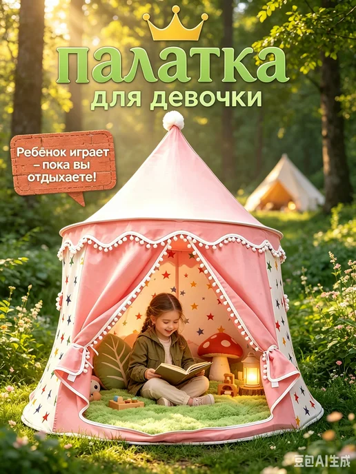 Уютная игровая палатка для домашних развлечений, розовый