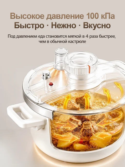 Redchef Скороварка из нержавеющей стали,6 л，Подходит для всех плит, 6 л, фото 3