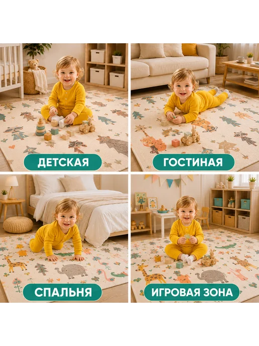 Polikate Коврик для новорожденных для ползания, бежевый, фото 4