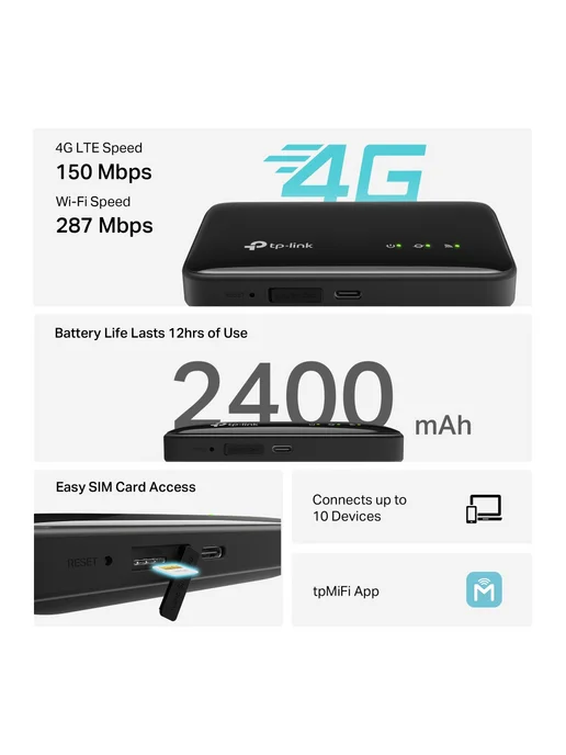 TP-link Роутер Wi-Fi M7005, черный, фото 6