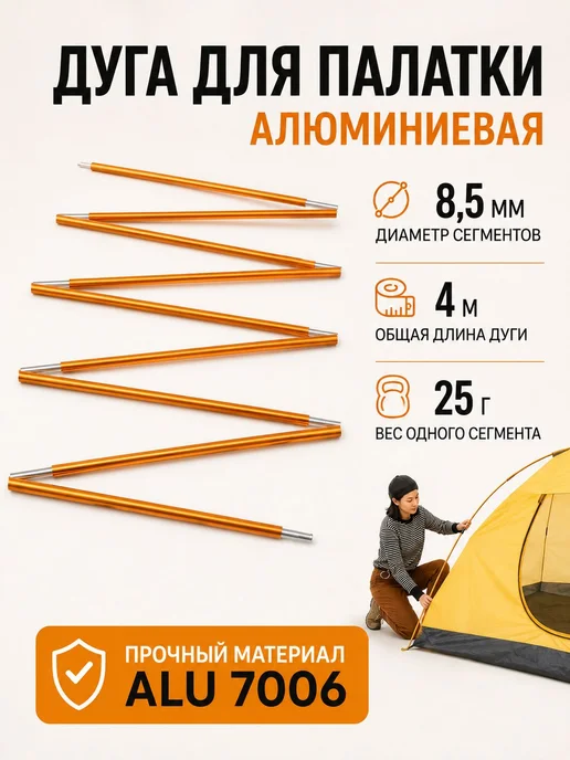 Дуга для палатки алюминиевая 4,1 м, ремонтный каркас из 11 1, 4,1 м, фото 3
