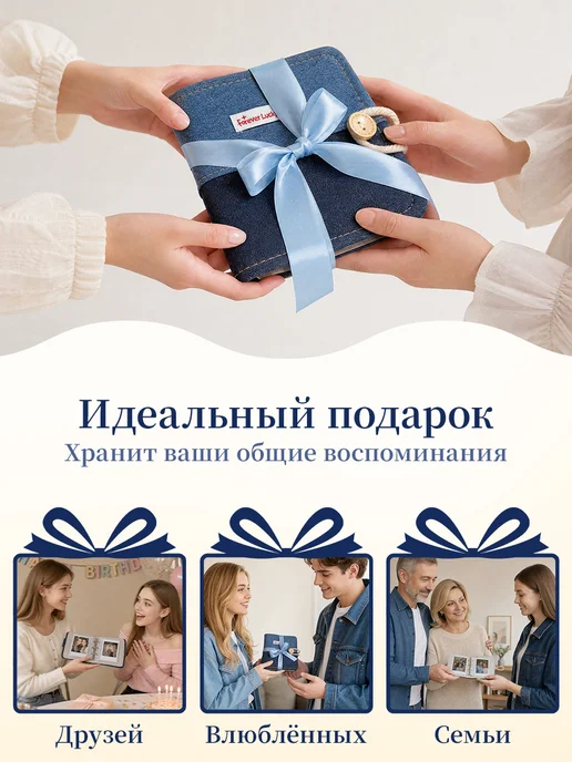 Фотоальбом на кольцах для Instax Mini джинсовый, синий, фото 6