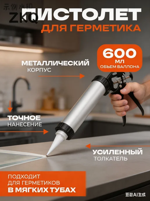 Пистолет для герметика Механический, 607 мл, Закрытый, 607 мл